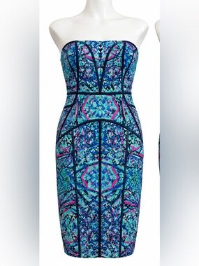 Nicole Miller Atelier Spring 2014 Runway Geometric Strapless Dress Size 6